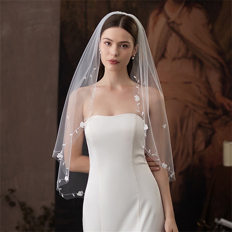 One-tier Comtemporary / Stylish / Classic Style Wedding Veil Elbow Veils with Pure Color 35.43 in (90cm) Tulle3
