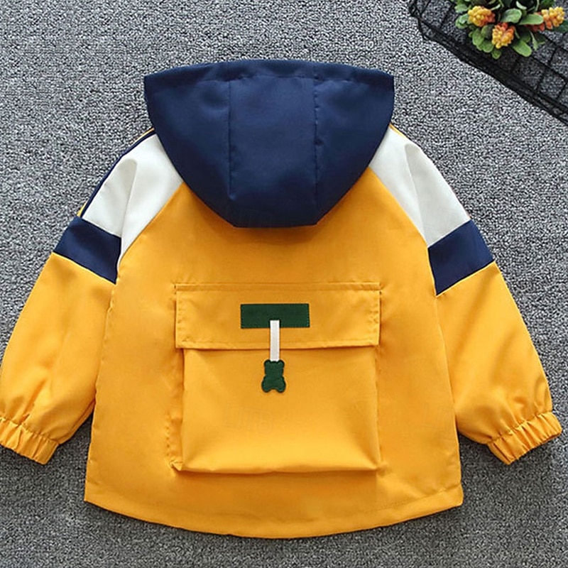 Kids Boys' Hiking Jacket Outdoor Jacket Outerwear Color Block Long Sleeve Zipper Pocket Comfort Windproof Breathable Coat Outdoor Fashion Daily Azure Earth Yellow Spring Fall 4 years+3