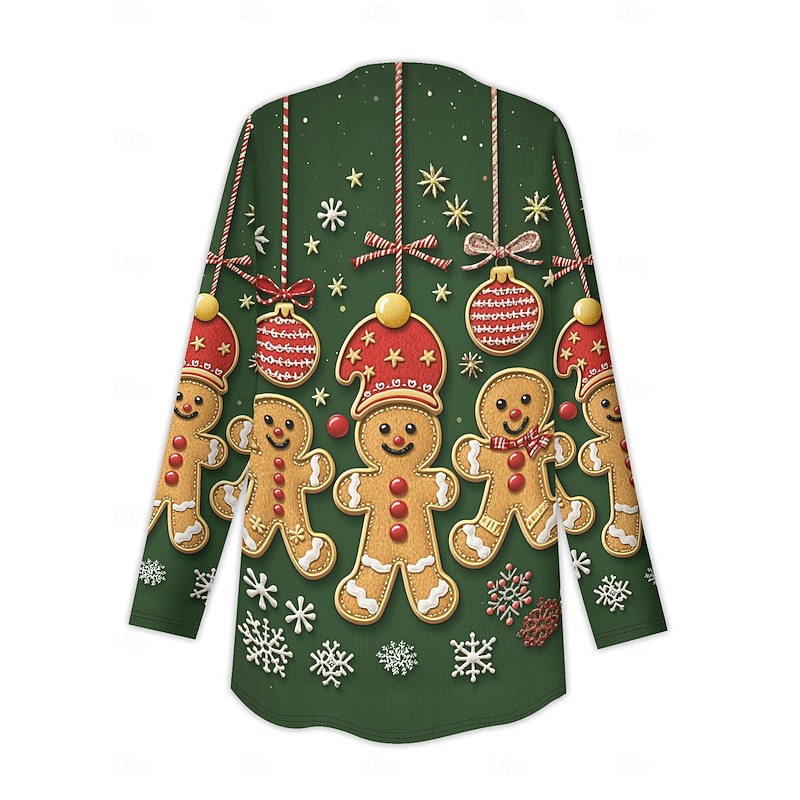 Women's Winter Coat Lightweight Comfortable Print Open Front Vintage Fashion Cute Casual Christmas Vacation Casual Long Collarless Regular Fit Long Sleeve Outerwear Black Red Blue Spring Fall3