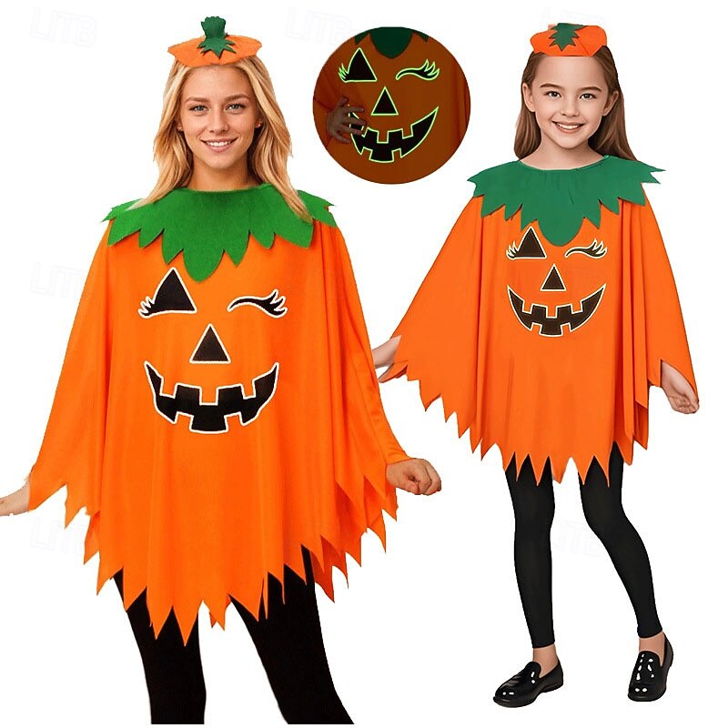 Mommy and Me Halloween Coat Pumpkin Party Print Orange Party Matching Outfits