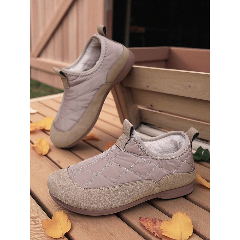 Women's Wide Width Casual Winter Shoes – Lightweight Non Slip Flats with Plush Lining for Outdoor and Everyday Wear