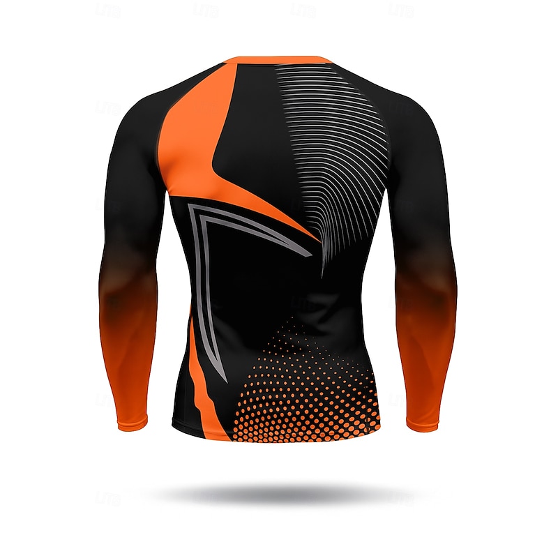 Men's Running T-Shirt Compression Shirt Running Shirt 3D Print Long Sleeve Base Layer Geometric Quick Dry Compression Power Flex Moisture Wicking Gym Workout Active Training Exercise Sportswear2