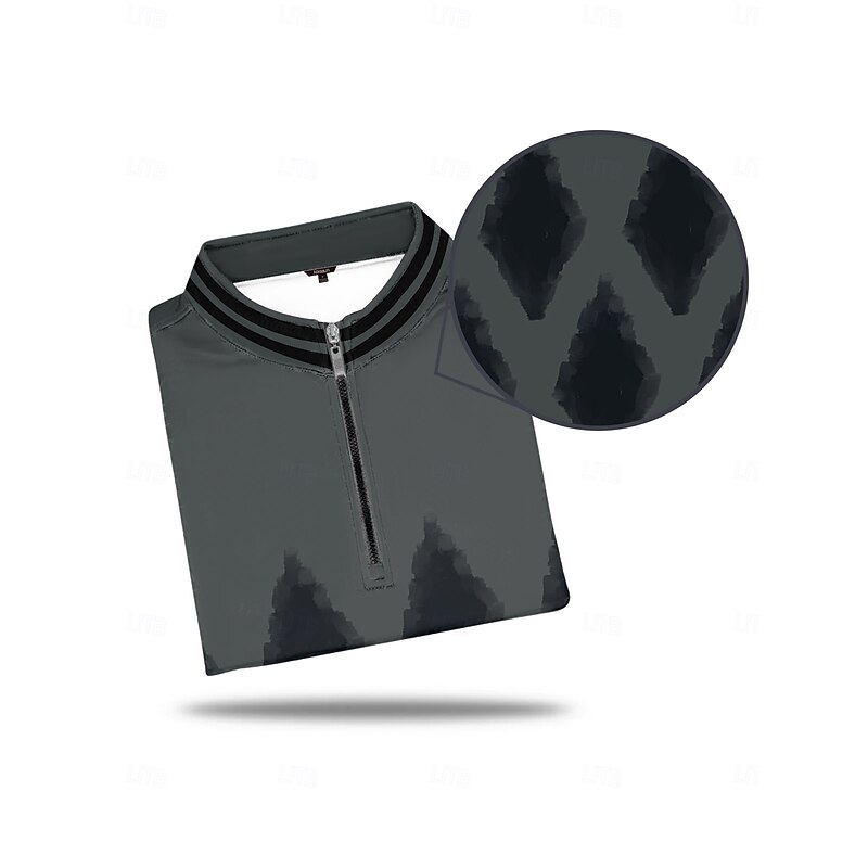 Men's Golf Polo Shirt Dark Grey Long Sleeve Top Golf Attire Clothes Outfits Wear Apparel3