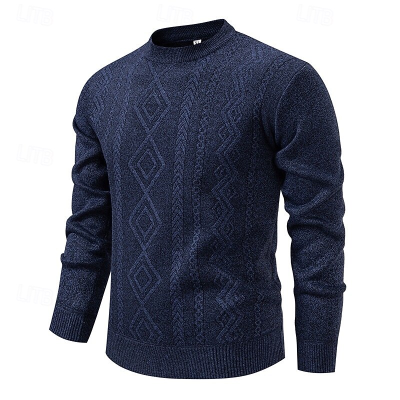 Men's Sweater Pullover Sweater Jumper Ribbed Knit Regular Tops Knitted Slim Fit Plain Crew Neck Knitwear Contemporary Casual Daily Wear Clothing Apparel Fall Black Burgundy L XL 2XL3