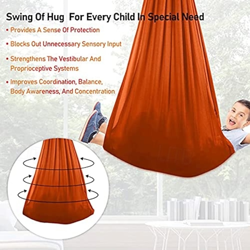 Indoor Therapy Swing for Kids Child and Teens Adjustable Aerial Flying Yoga Hammock Has A Calming Effect On Children Needs4