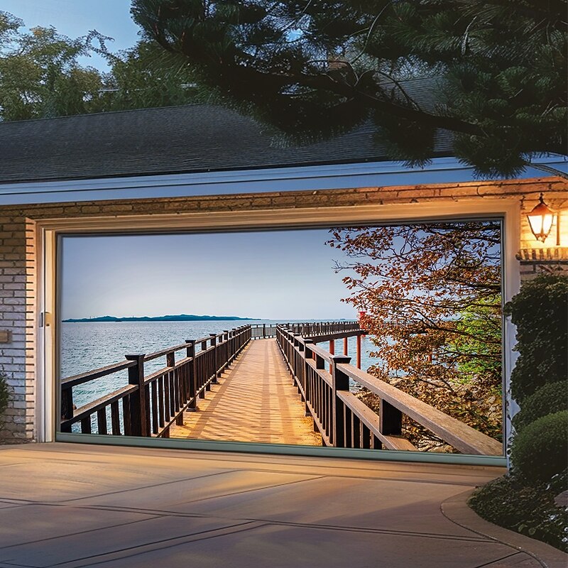 Tapestry Garage Door Cover Large Hanging Backdrop Nature Road Rustic Cottagecore 3D Party Outdoor Shooting Backgrounds Front Door Home Decor4