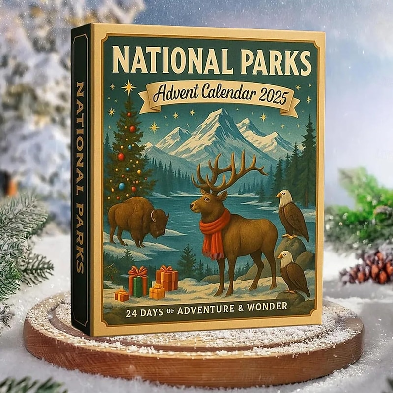 National Parks Advent Calendar 2025 2D Acrylic Ornaments 24 Days Christmas Countdown Calendar with 24 landscapes and Wildlife Collectible Ornaments of America's National Parks Gift4