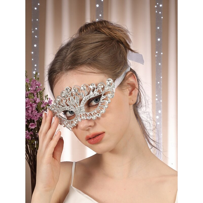 Women's Halloween Butterfly Rhinestone Mask Headpiece - Sparkling Purple Crystal Hair Accessory for Costume Party and Masquerade