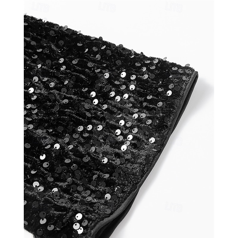 Women's Mini Dress Black Dress Sequin Dress Party Dress Casual Dress Elegant Fashion Modern Outdoor Party Daily Slim Plain Long Sleeve Crew Neck Black Spring Autumn4