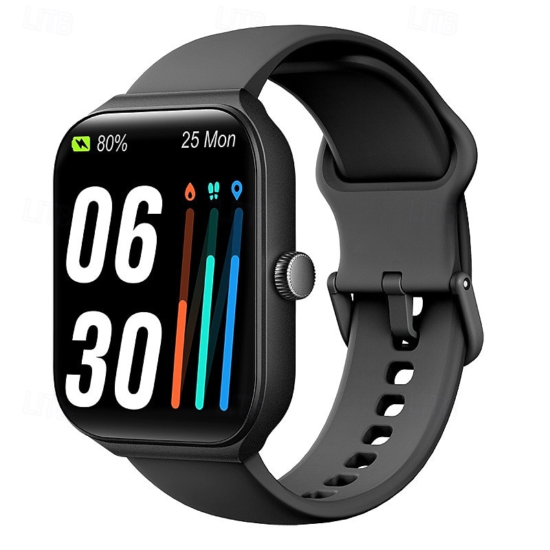 IDW16 Smart Watch 1.95 inch Smartwatch Fitness Running Watch Bluetooth Pedometer Call Reminder Fitness Tracker Compatible with Android iOS Men Long Standby Hands-Free Calls Waterproof IP 67 42.5mm2