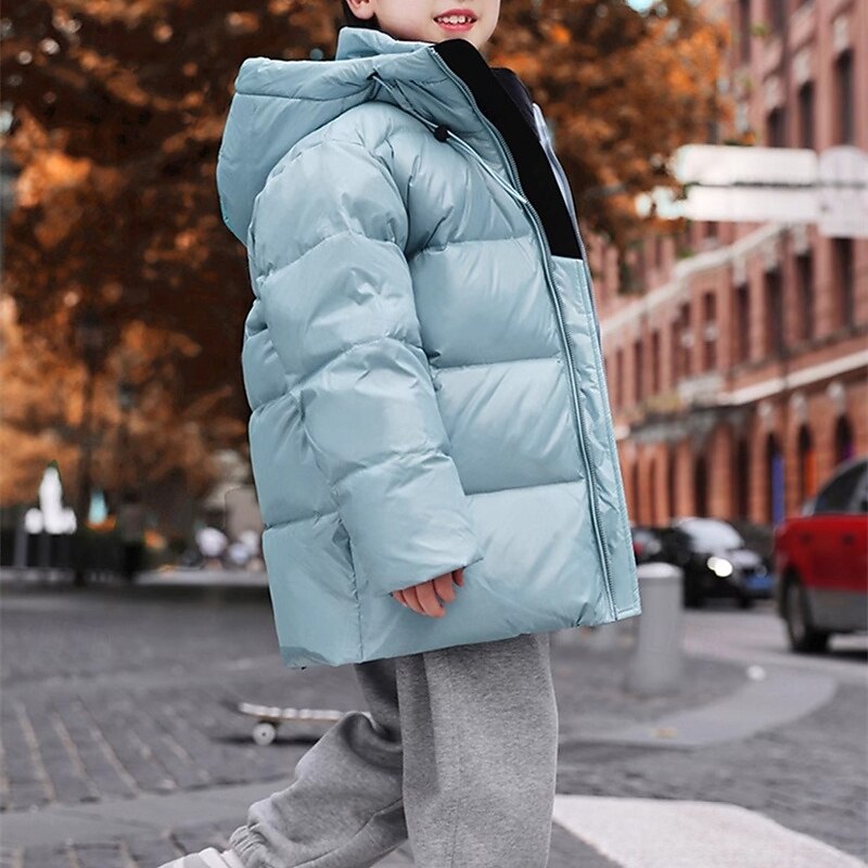 Kids Girls' Down Jacket Outdoor Jacket Puffer Jacket Solid Color Fashion Keep Warm Windproof Outdoor Coat Outerwear 4-12 Years Fall Black Pink Blue4