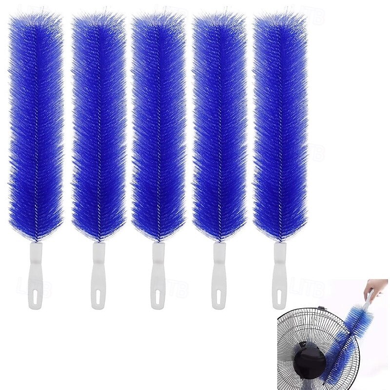5 Pack Flexible Microfiber Fan Duster Brushes – Reusable Cleaning Tools for Blades, Vents & Blinds, Washable Bendable Handle Dust Remover for Ceiling Fans, Window Shutters, Furniture