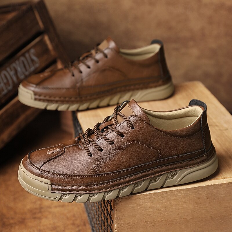 Men's Brown Faux Leather Casual Shoes with Durable Sole and Classic Design, Perfect for Work, Business Casual and Daily Wear4