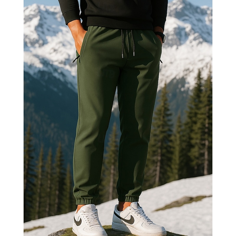 Men's Hiking Pants Trousers Waterproof pants Drawstring Pants Winter Outdoor Regular Fit Waterproof Windproof Bottoms Pocket Elastic Waist Black Army Green Camping / Hiking Running S M L XL XXL4