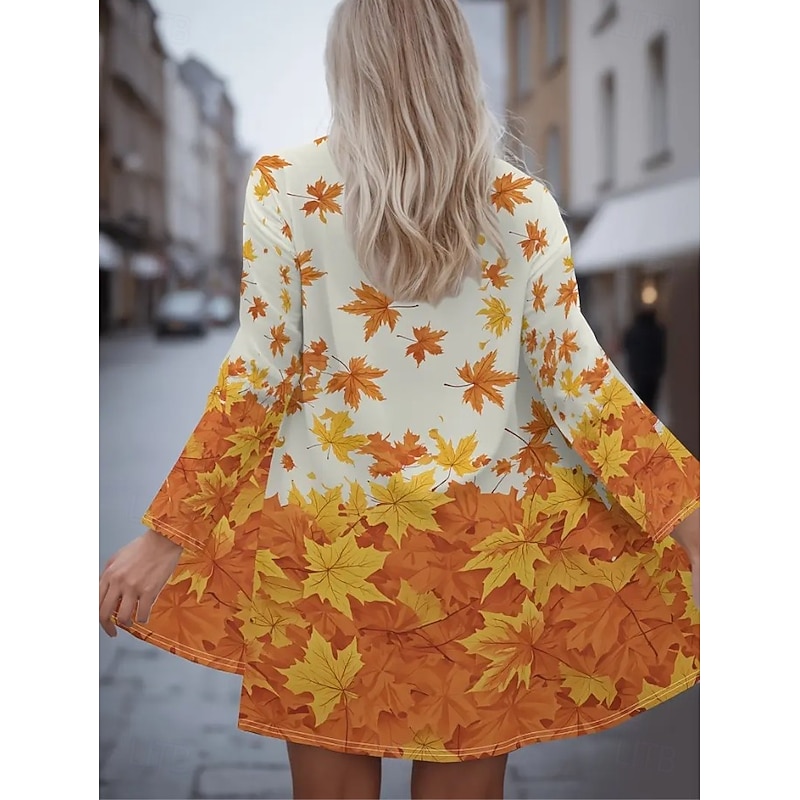 Women's Winter Coat Trench Coat Lightweight Comfortable Print Open Front Vintage Fashion Casual Floral Vacation Casual Long Collarless Regular Fit Long Sleeve Outerwear Orange Spring Fall
