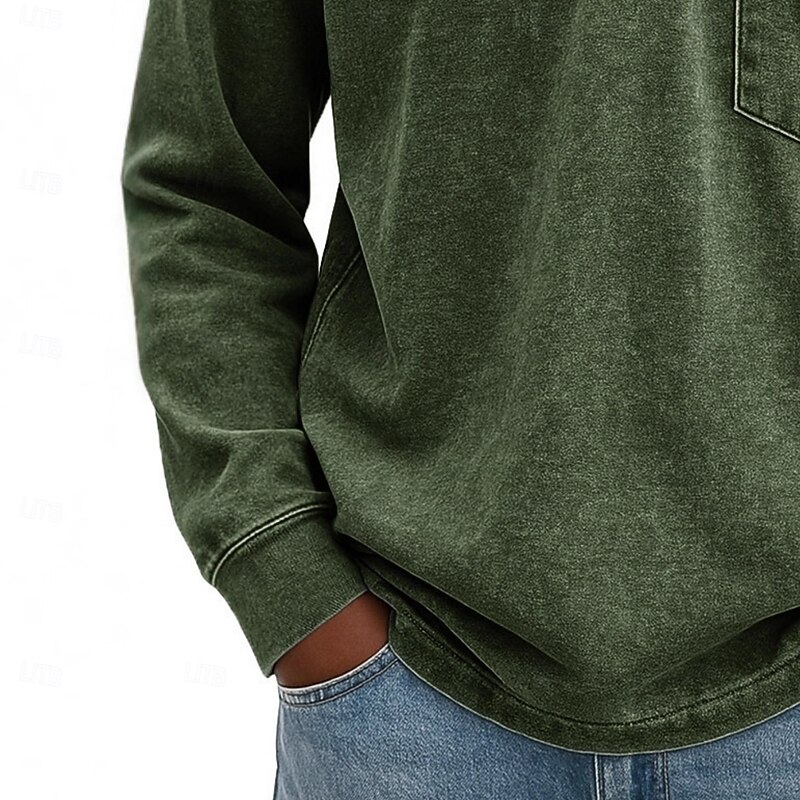 Men's Henley Shirt Vintage Shirt T shirt Tee Long Sleeve Vintage Solid Retro Vintage Casual Vintage Style Washed Henley Casual Spring Fall All Seasons Black Pink Gray Henley T-Shirt3