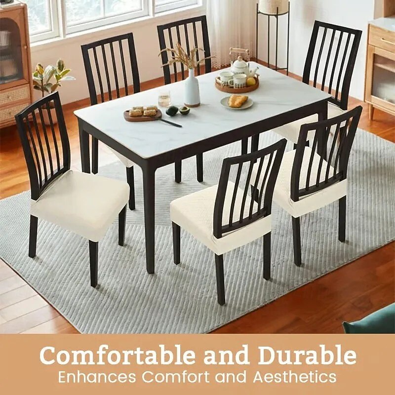 Waterproof Chair Cover Jacquard T Shape Cushion Set Slipcover Dining Chair Protector Washable Seat Covers For Home Kitchen Restaurant Banquet Club Furniture Decoration4
