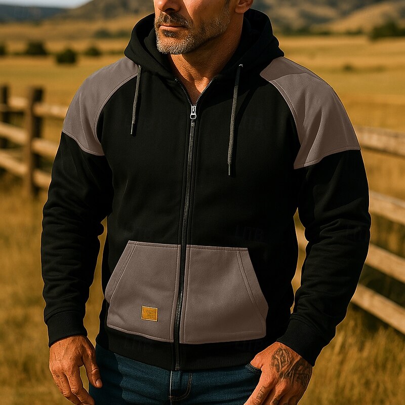 Men's Hoodie Full Zip Hoodie Fleece Hoodie Tactical Hoodie Red Blue Green Khaki Coffee Hooded Plain Zipper Color Block Sports & Outdoor Casual Daily Streetwear Cool Sportswear Spring &  Fall Clothing4