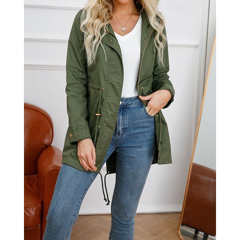 Women's Hoodie Jacket Comfortable Zipper Pocket Casual Plain Vacation Daily Wear Going out Weekend Regular Hooded Regular Fit Long Sleeve Outerwear Black White Wine Fall Winter3