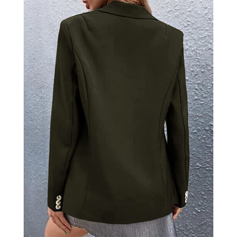 Women's Blazer Comfortable Buttons Elegant Fashion Outdoor Plain Going out Casual Daily Weekend Cardigan Regular Lapel Regular Fit Long Sleeve Outerwear Black White Red Spring Fall3