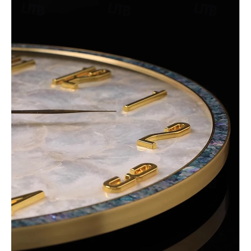 Wall Clock Decorated With Case Made Of Brass and Inlaid With Pearl Shells 36cm4