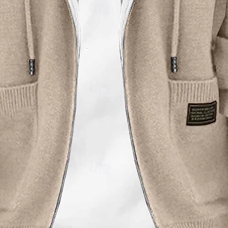 Women's Sweater Cardigan Streetwear Casual Solid Color Hooded Zipper Knitted Hooded Long Sleeve Regular Tops Knit Daily Holiday Going out Apricot Fall Winter3