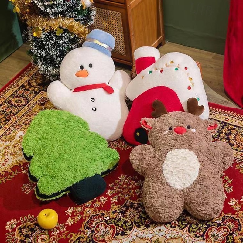 Santa Claus Plush Pillow, Gingerbread Man Stuffed Toy, Ultra-Soft Doll for Girls, Christmas Tree Holiday Gift