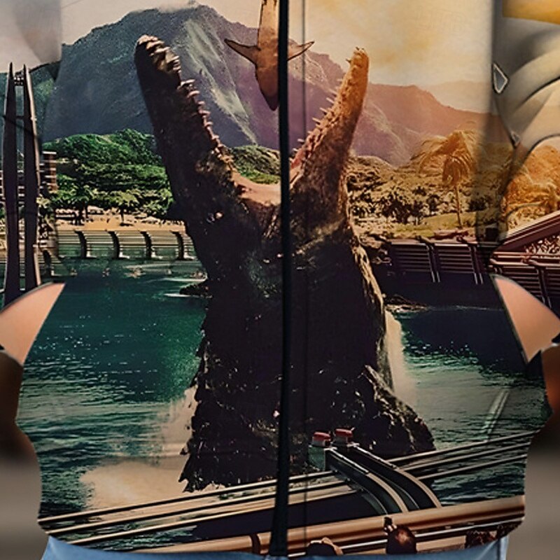 Halloween Girls' 3D Dinosaur Hoodie Coat Outerwear Long Sleeve Spring Fall Adorable Sport Kids 4-12 Years Zip Street Daily Regular Fit3