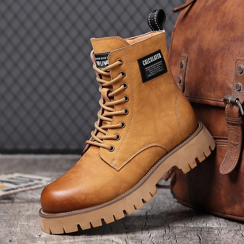 Men's Heavy-Duty Work Boots – Slip-Resistant Leather Safety Footwear with Shock-Absorbing Outsole for Construction, Landscaping and Outdoor Jobs