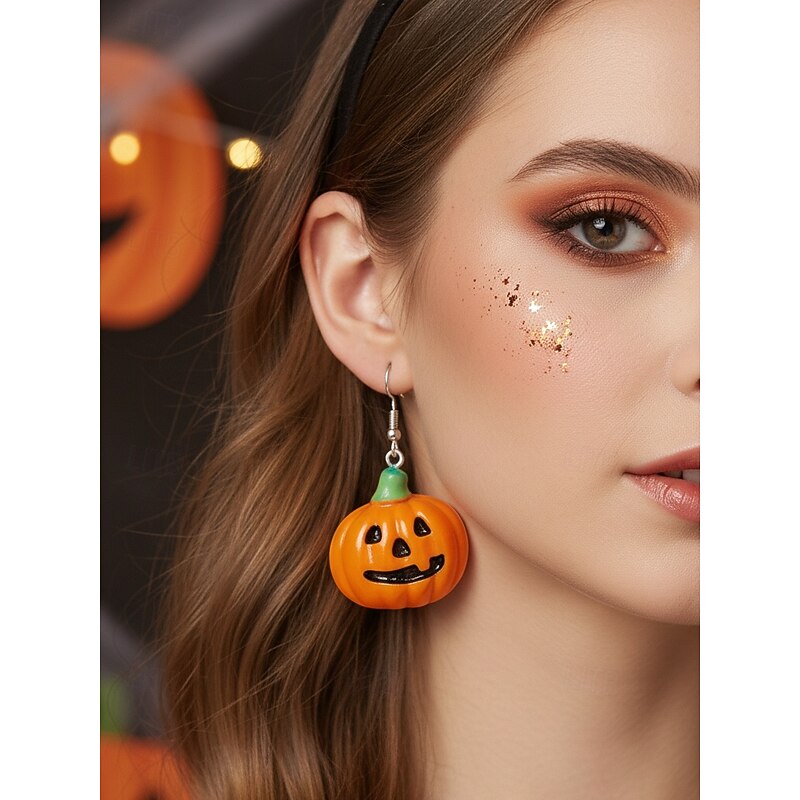 Women's Halloween Pumpkin and Ghost Earrings -Cute Acrylic Drop Dangle Earrings for Halloween Party Fashion