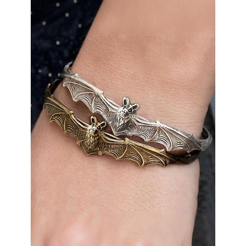 Women's Halloween Bat Bracelet, Gothic Punk Style Adjustable Bangle Jewelry for Parties, Festivals and Nightlife