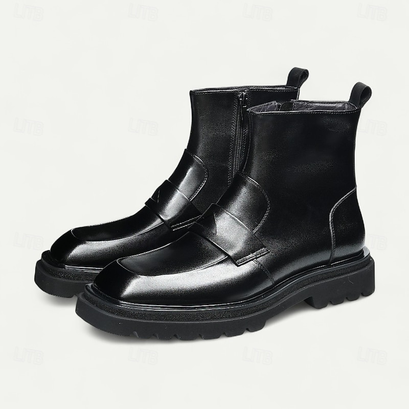 Men's Brown Strap Ankle Boots Stylish Zip-Up Casual Boots with Double Strap Design for Business Wear, Travel and Everyday Comfort2