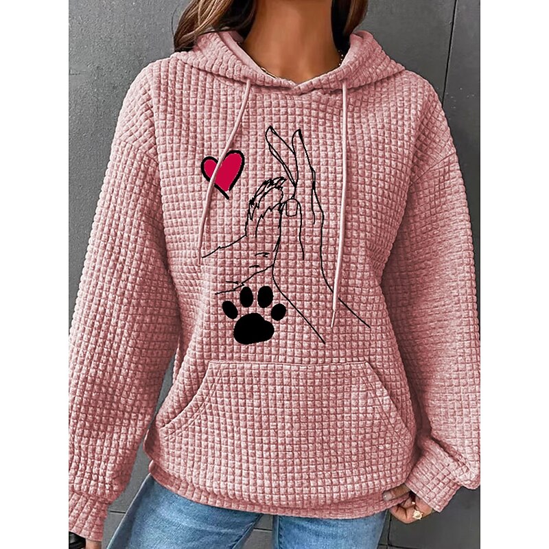 Women's Hoodies Graphic Animal Casual Long Sleeve Hooded Regular Tops Street Dailywear Casual Pocket Print Black White Pink Green Fall Winter2