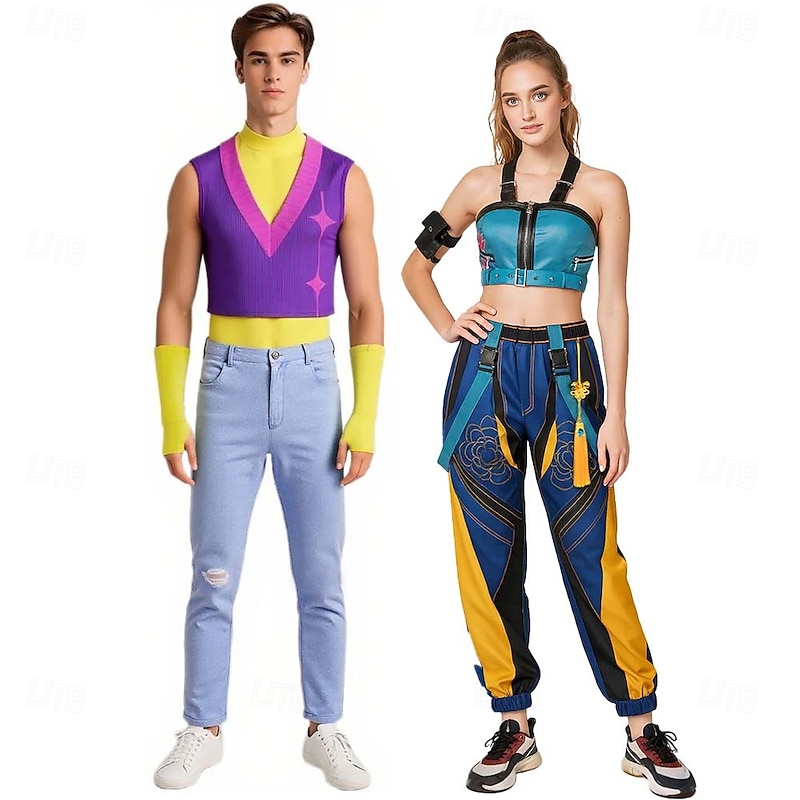 Korean Idol Inspired Pop Star Halloween Group Couples Costumes Fancy Dress Virtual Idol Movie Cosplay for Men's Women's Adults Halloween Carnival Performance Comic Con Anime Expo