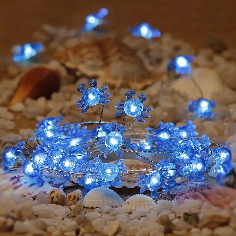 Ocean Theme LED String Lights 2m 20LEDs Battery Powered Blue Starfish Green Turtle Decor Light String for Christmas Birthday Party Wedding Home Bedroom Study Holiday Decoration3