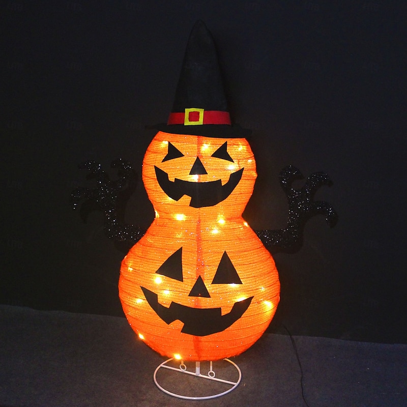 1 Pc 76CM Halloween LED luminous ghost ghost face light pumpkin lantern indoor and outdoor courtyard lawn party decoration light pumpkin lantern AA battery box2