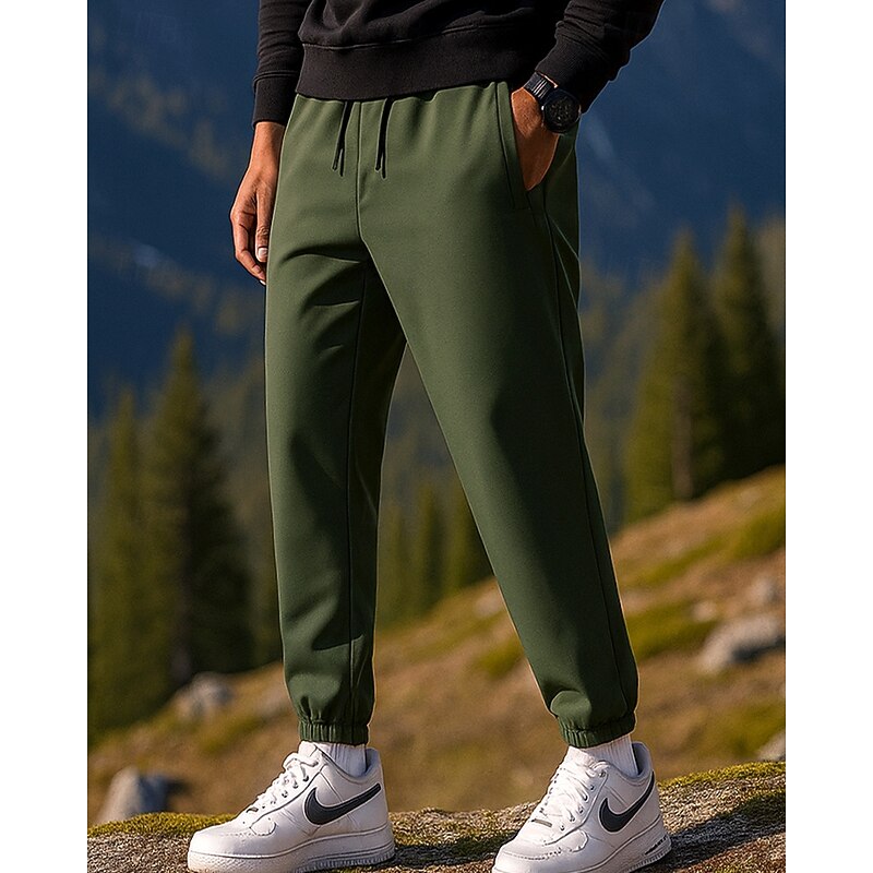 Men's Hiking Pants Trousers Waterproof pants Drawstring Pants Winter Outdoor Regular Fit Waterproof Windproof Bottoms Pocket Elastic Waist Black Army Green Camping / Hiking Running S M L XL XXL2