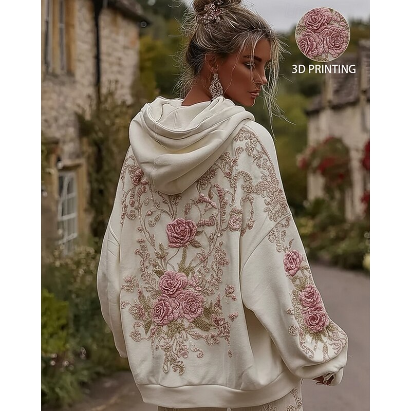 Women's Pullover Hoodies Graphic Fashion Streetwear Casual Long Sleeve Hooded Regular Tops Dailywear Casual Sports Drawstring Pocket Print White Spring Fall2