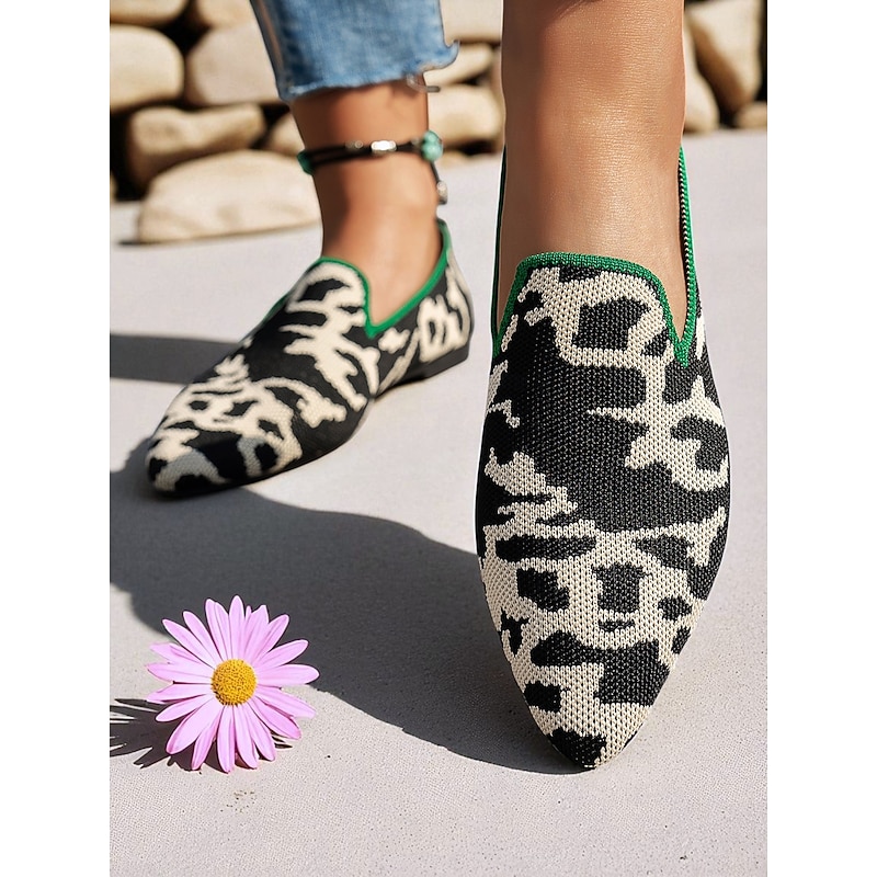 Women's Camouflage Flyknit Loafers – Casual Comfort Slip-On Flats for Everyday Wear