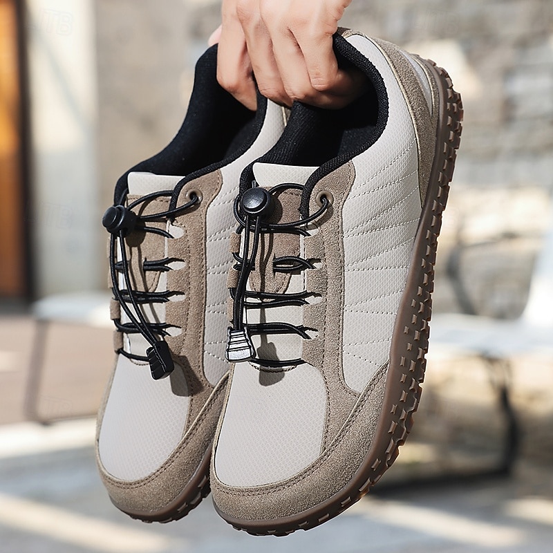 Men's Beige Lace-Up Sneakers with Textured Sole – Sporty Casual Shoes for Walking, Travel and Everyday Outfits2