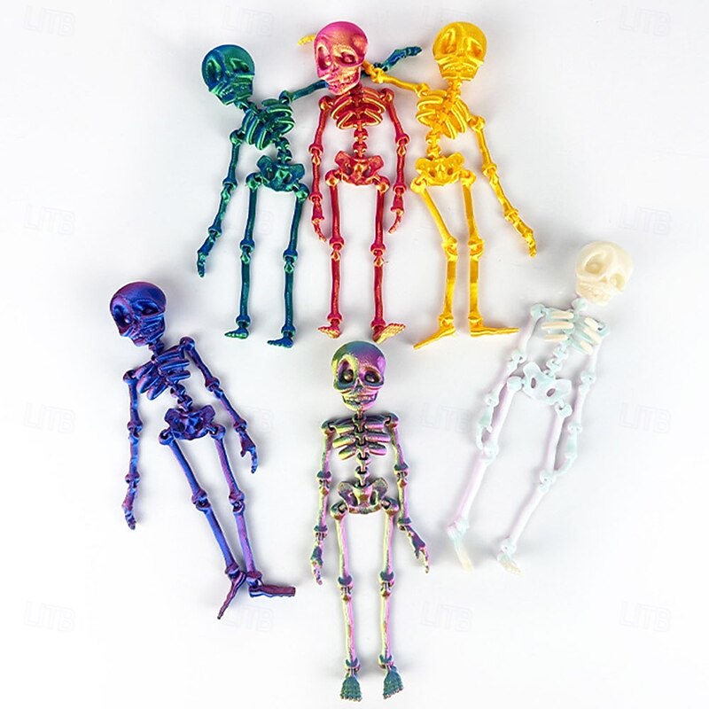 3D Printed Skeleton Human Joints Movable Children's Halloween Toys Creative Refrigerator Stickers