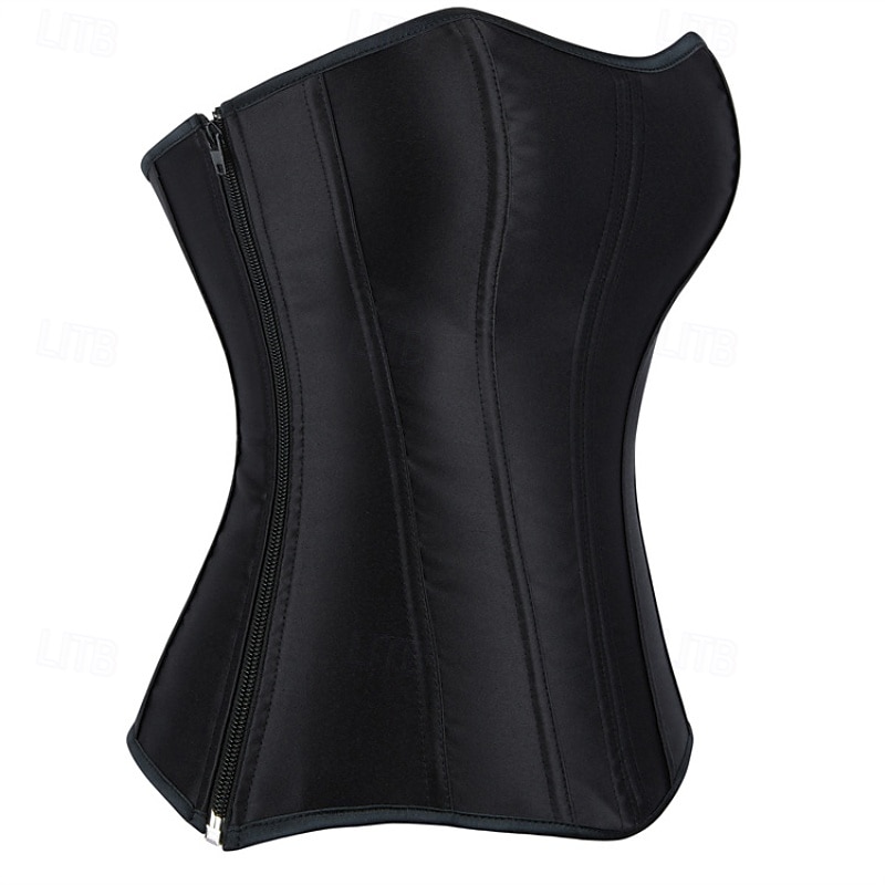Women's Corset Shapewear Waist Cincher Shapewear Sexy Corset Fashion Sexy Pure Color Zipper Backless Vacation Street Date Sleeveless Cold Shoulder Black White Spring Fall Tailored Fit2