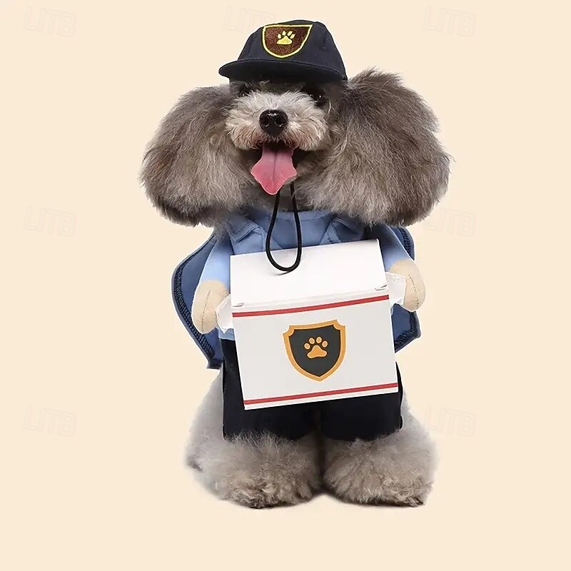 For Small And Medium Dogs And Cats - Courier Cosplay Apparel Halloween Pet Costume With Hat - Perfect For Festivals And Parties3