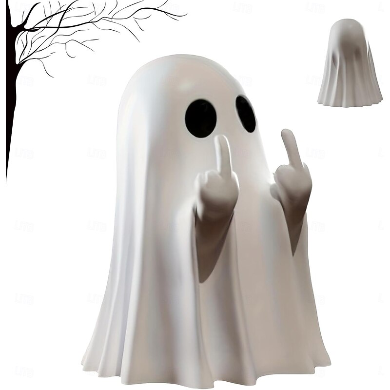 Halloween Cute Ghost Figurine Spooky & Cute Ghost Statue for Home, Desk, Party Decor Funny Ghost Halloween Decor Indoor2