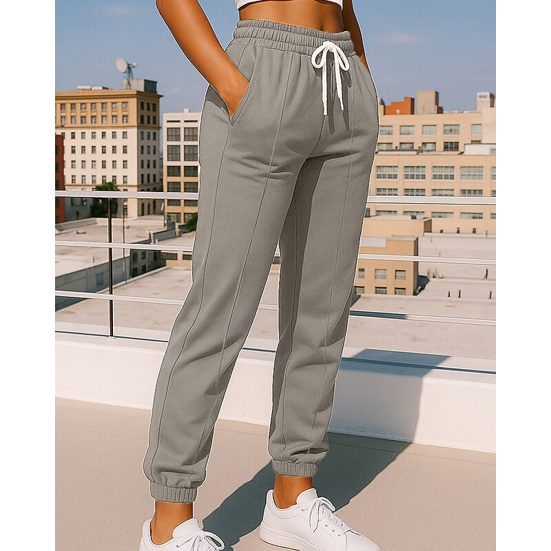Women's Sweatpants Wide Leg Pants Jogging Pants Pocket Drawstring Thickening High Waist Bottoms Athleisure Gym Workout Fall Windproof Breathable Gym Workout Outdoor Running Regular Fit Sportswear3