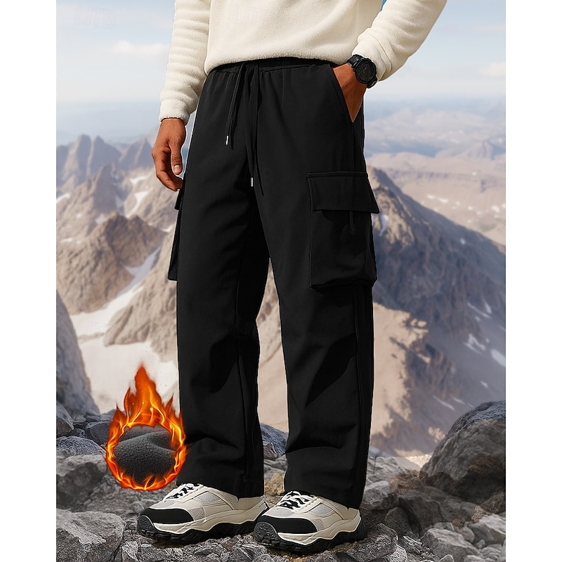 Men's Hiking Pants Trousers Fleece Lined Pants tracksuit bottoms Winter Outdoor Regular Fit Waterproof Windproof Warm Pants / Trousers Elastic Waist Black Army Green Camping / Hiking Hunting Climbing