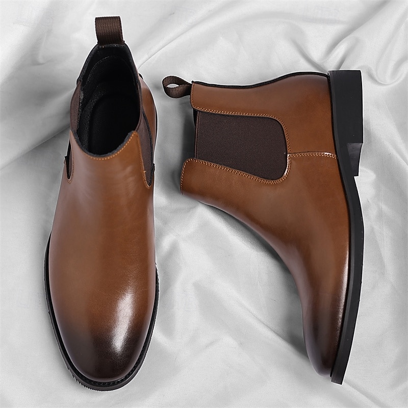 Men's Brown Chelsea Boots with Elastic Side Panels Classic Slip-On Design for Business, Formal Events and Daily Wear3