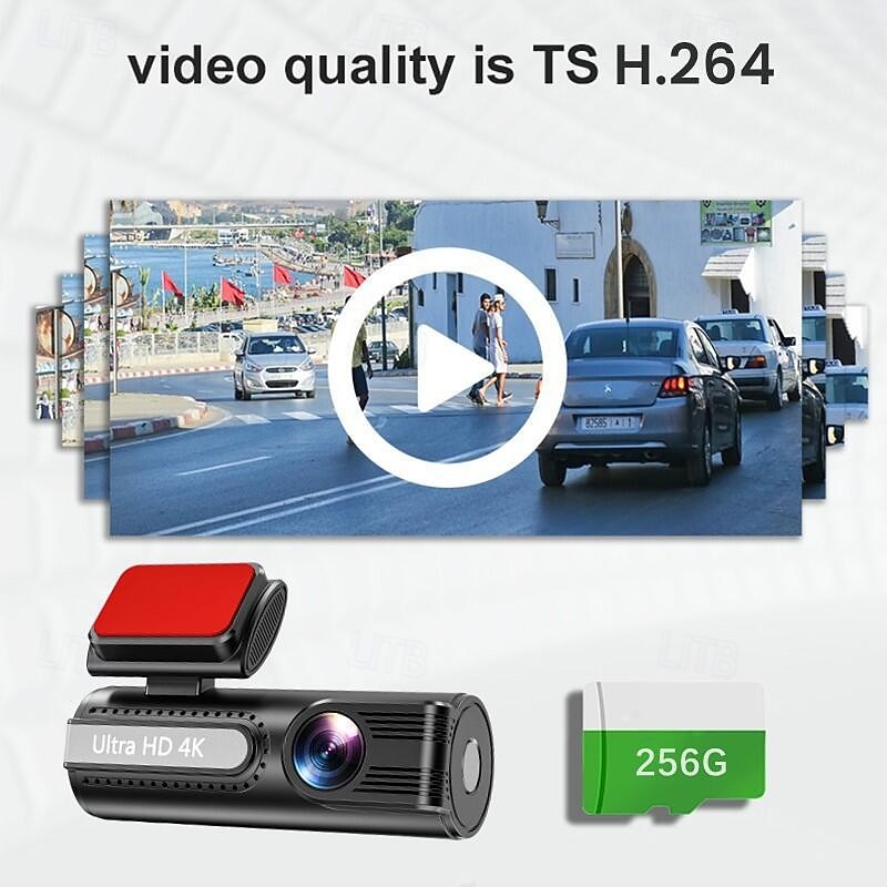 HD 4K front camera 1080P rear camera dashcam with WiFi mobile connectivity and 1.5 inch IPS screen for loop recording.4