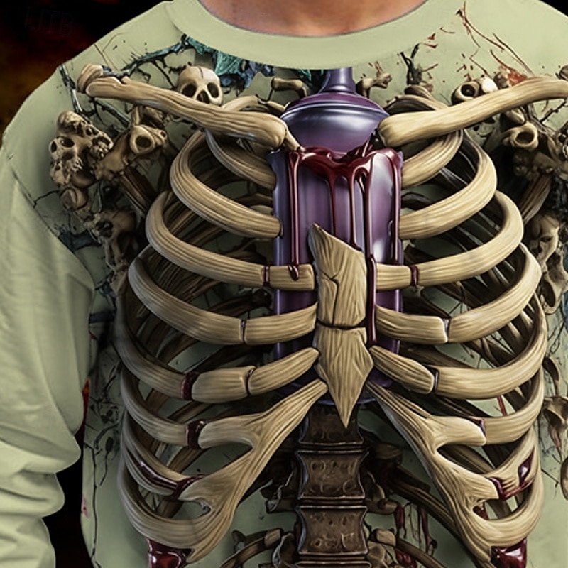 Halloween Boys' 3D Skull T shirt Tee Long Sleeve Spring Fall Fashion Basic Kids 4-12 Years Crew Neck Outdoor Casual Daily Regular Fit2