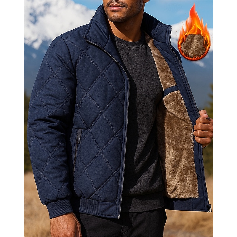 Men's Hiking Jacket Fleece Jacket Thermal Jacket Winter Outdoor Thermal Warm Top Light Brown Black White Light Green Dark Blue